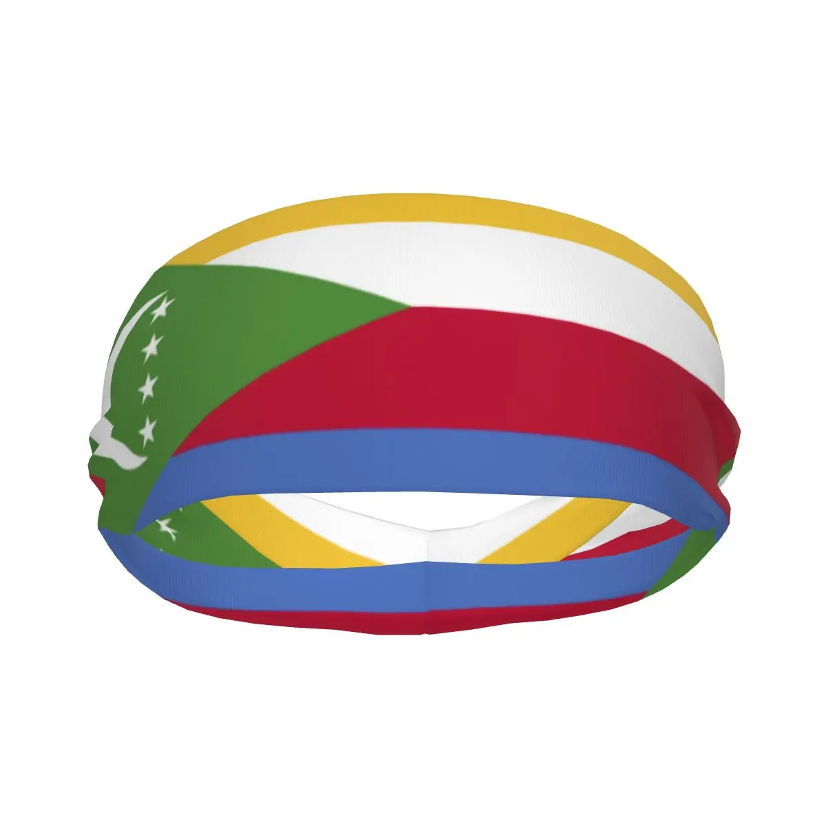 Custom Comoros Flag Sport Headbands for Women Men Stretchy Moisture Wicking Gym Sweatband