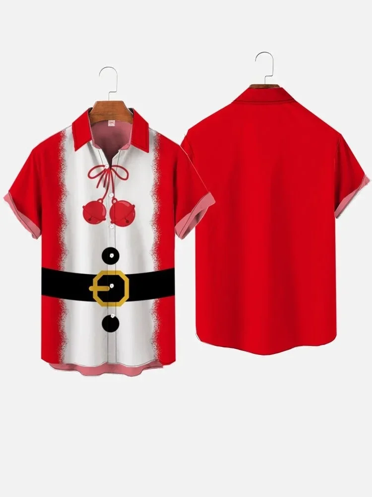 Candy Santa Costume Printing Short Sleeve Shir 3D Printed Christmas Shirt Men's Hawaiian Shirt