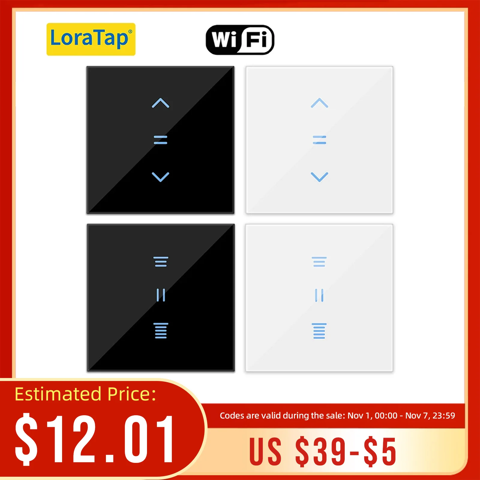 LoraTap Tuya Smart Life WiFi tende tende interruttore persiane interruttore motore retroilluminazione stile Google Home Alexa controllo vocale