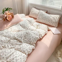 Princess Style Small Floral Duvet Covers Girls Woman Quilt Cover Bed Flat Sheet Pillowcase Twin Full Queen Bed Linen No Filling