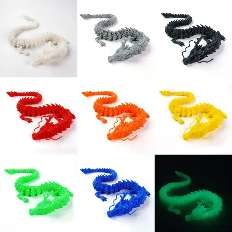 3D Printed Conjoined Dragon 30cm Ornaments, Movable Cartoon, Creative Dragons Plants, Rockery, Fish Tanks Landscaping Decoration