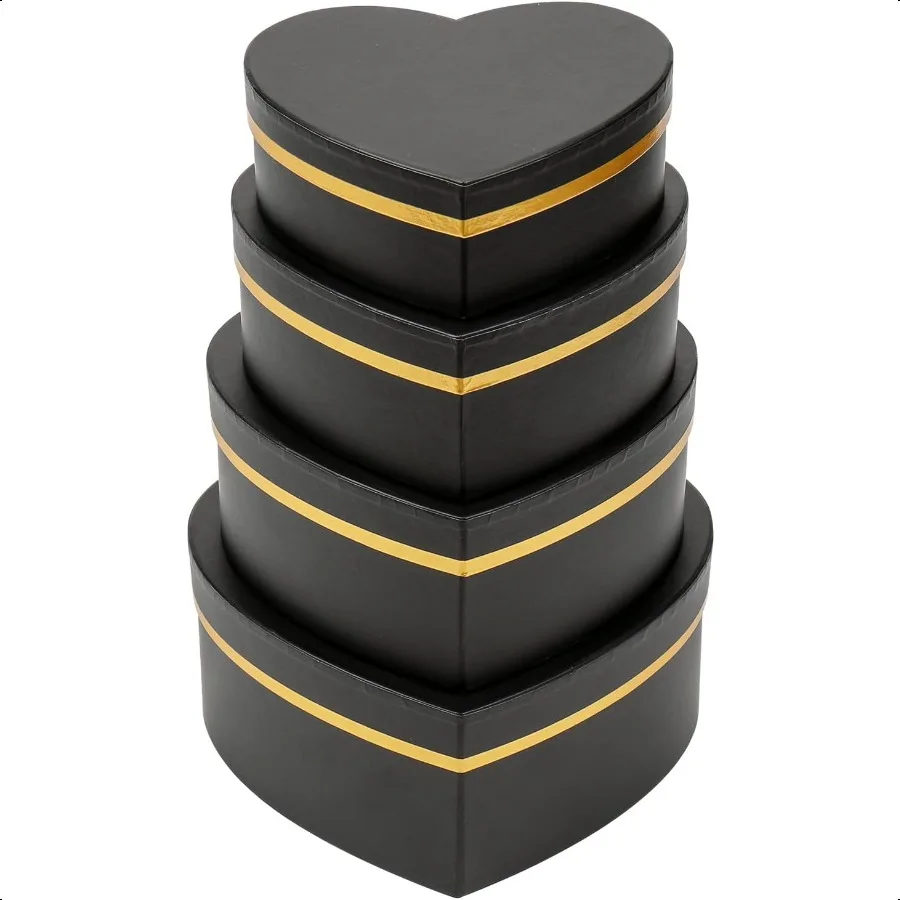 

Black Gift Boxes with Lids for Present Heart Shaped Flower Boxes for Arrangements Set of 4 Floral Gift Boxes for Bridesmaid Pro