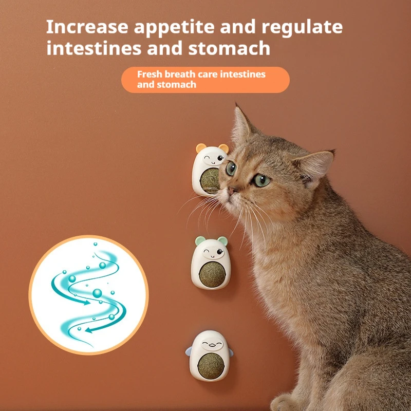 

Catnip Balls Cat Spinning Lick Luck Self-Hi Teething Pet Supplies Bite-Resistant Kitten Toys