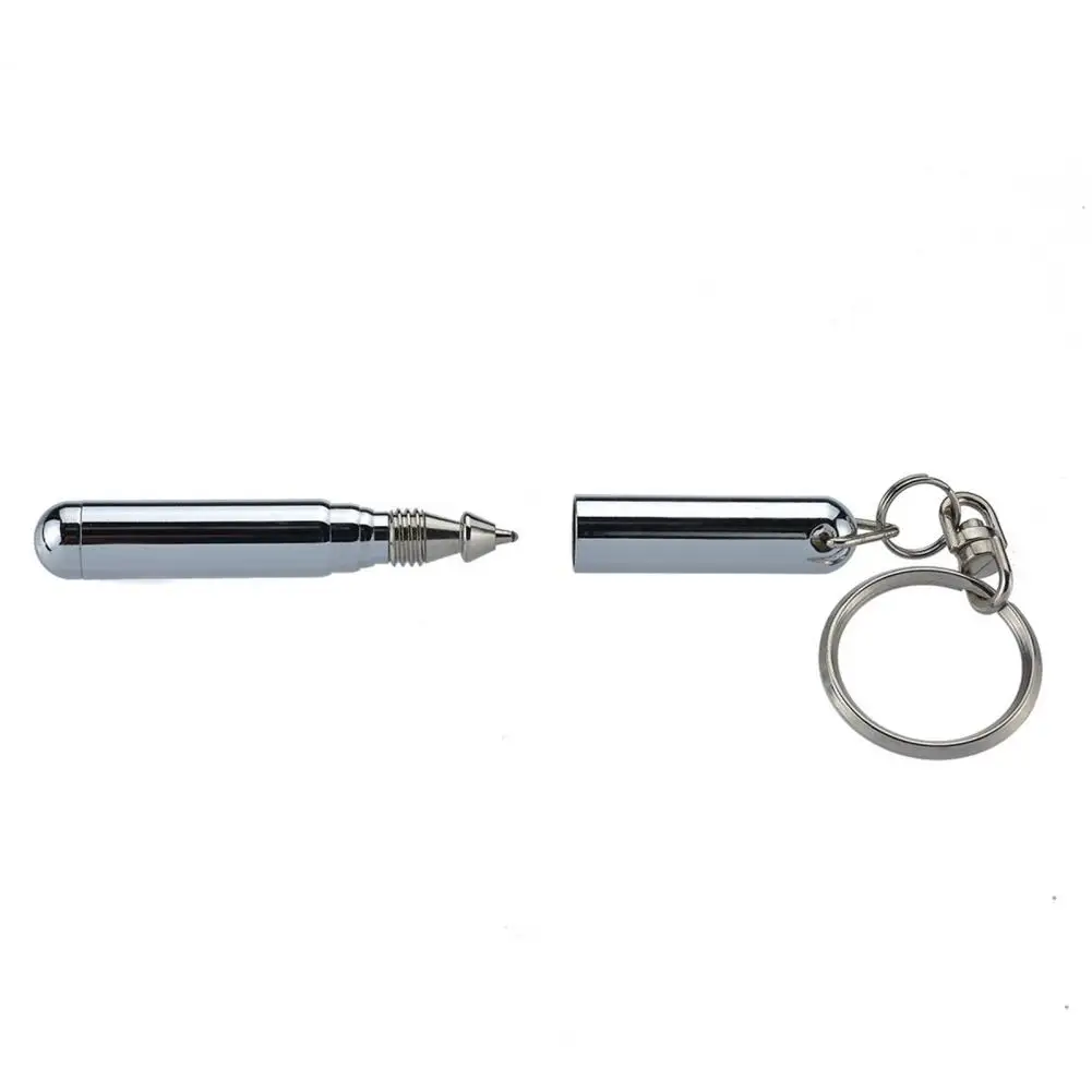 Retractable Pen Metal Key Ring Portable Stainless Steel Keychain Mini Telescoping Signature Ballpoint Pen School Office Supplies