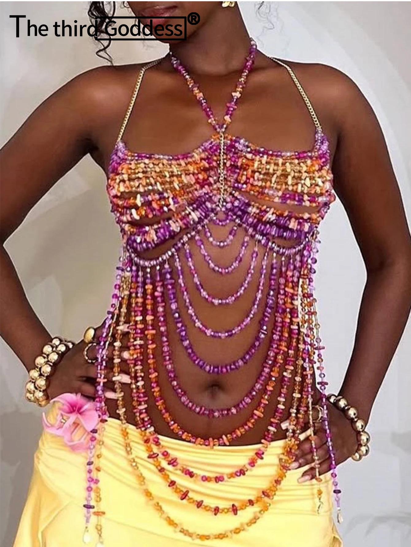 Sexy Metal Rhinestone Corset Crop Top Women Summer See Through Halter Tank Top Woman Clothing Beach Club Party Tops Rave Outfit