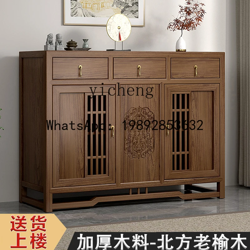 solid wood tea storage cabinet tea side dining side cabinet foyer rack display entrance locker 4