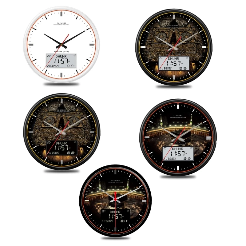 

13inch Large Screen Digital Wall Clock Azan Clock with Temperature Date Week Display Retro Timing Clock Home Decors D46B