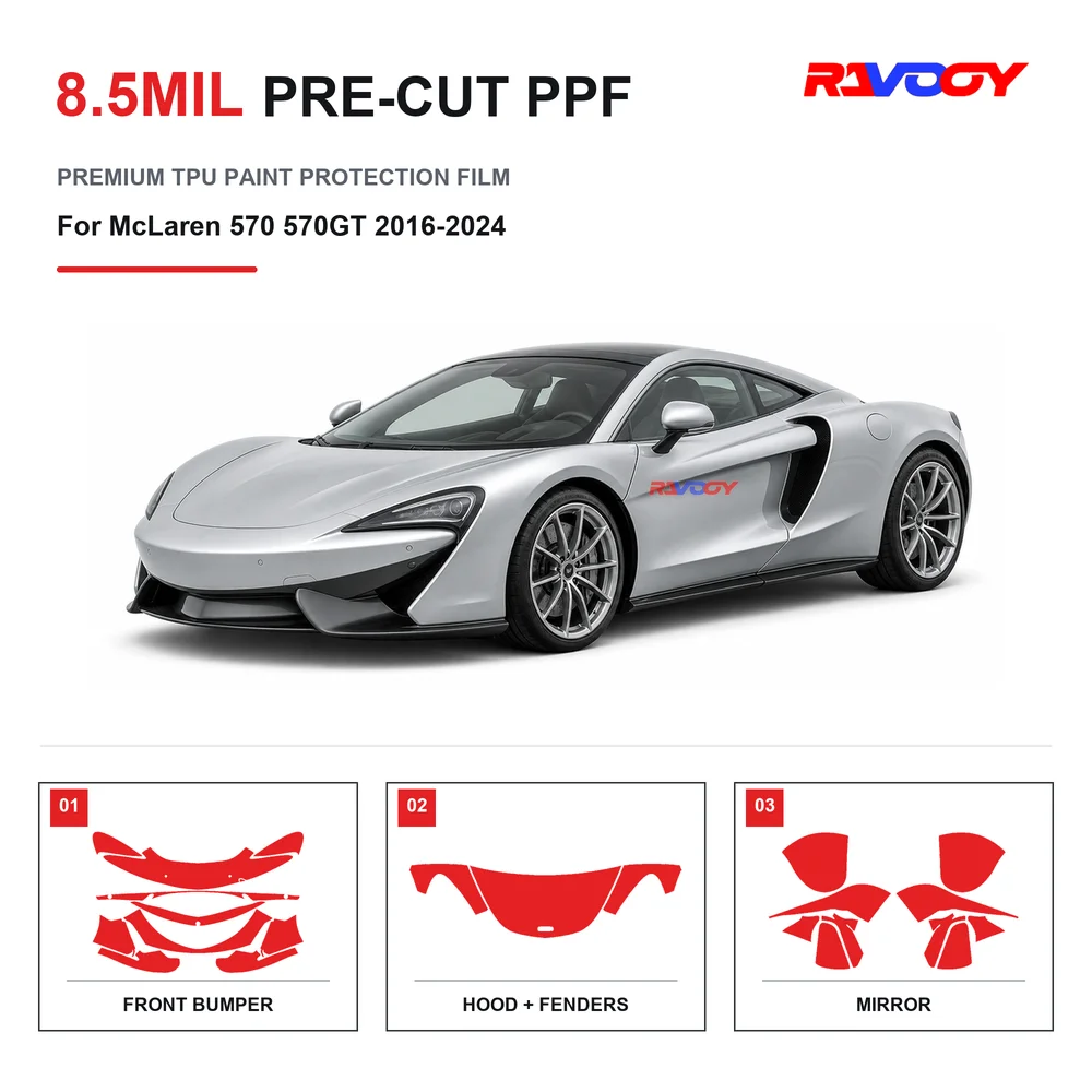 Precut PPF For McLaren 570 570GT 2016-2024 8.5mil TPU Clear Paint Protection Film Self Healing Hydrophobic UV Stone Chip Guard