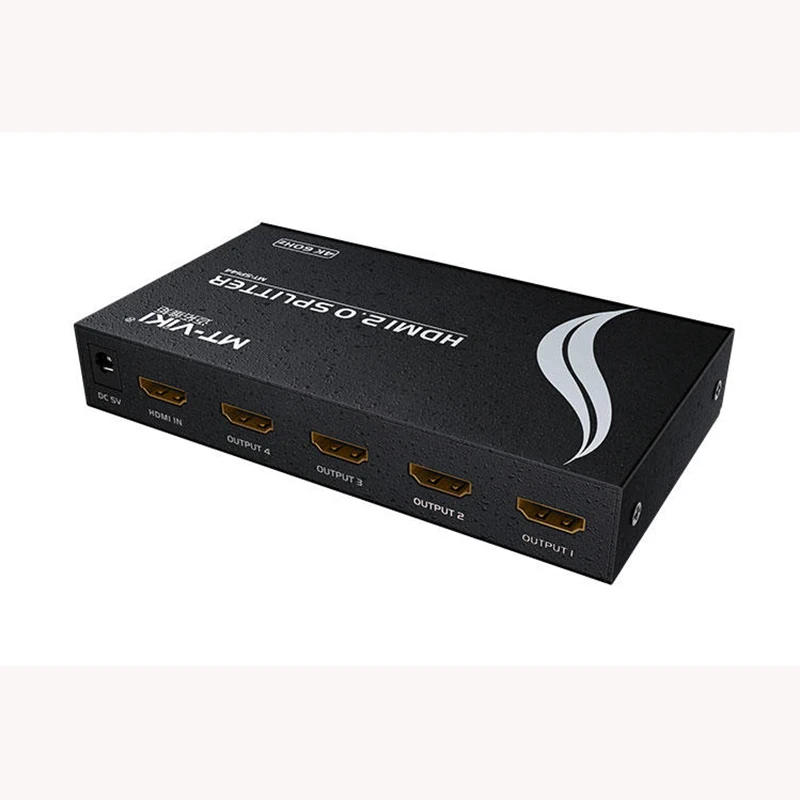 4K 60Hz HDMI Splitter 1 in 4 Out,   1x4 1 Computer 4 Monitor + Power Adapter HDMI Splitter 1x4