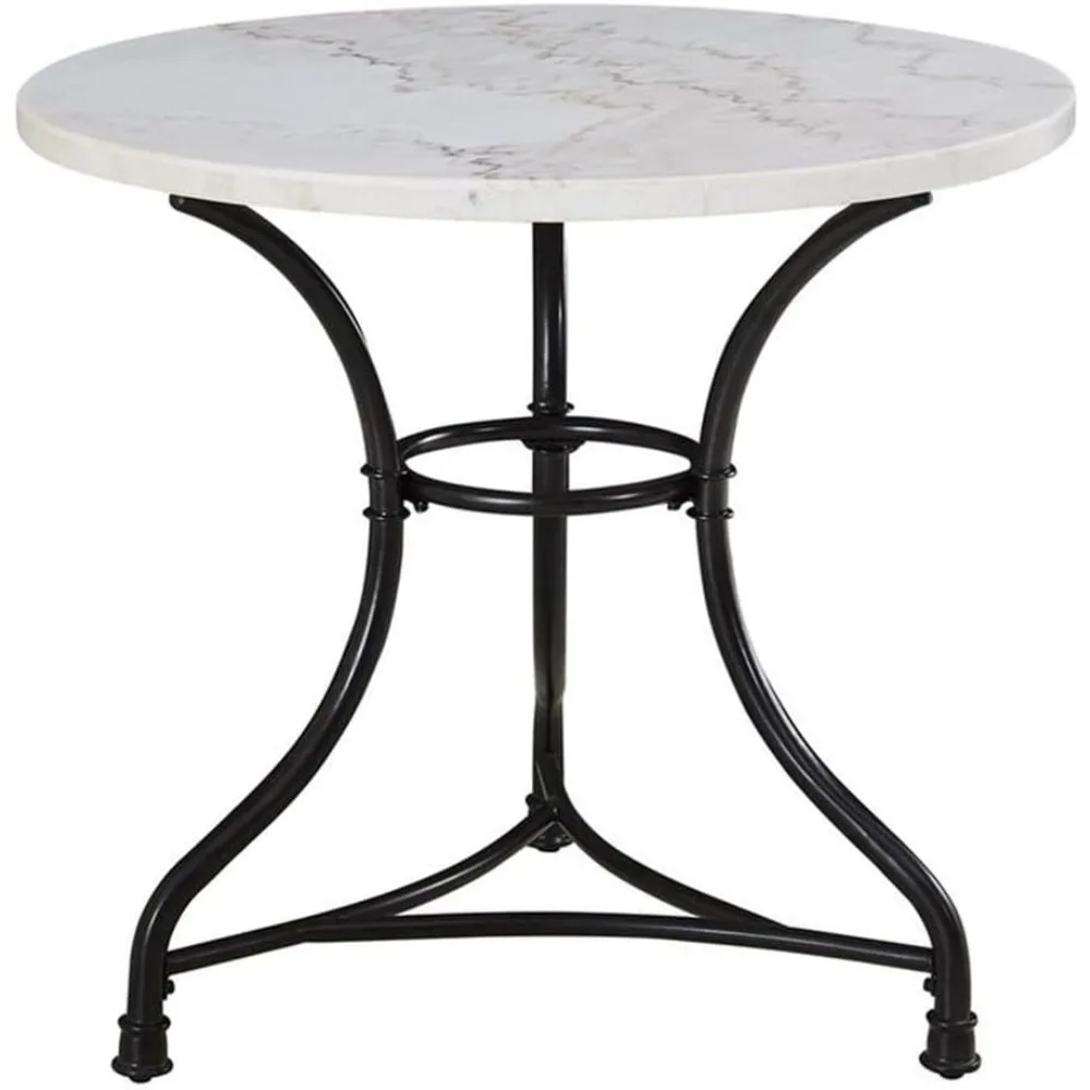 

Marble French Bistro Style Unique 34-Inch Round Top and Shaped Black Iron Base, Height Adjustable Table, 34" L x 34" W x 30" H