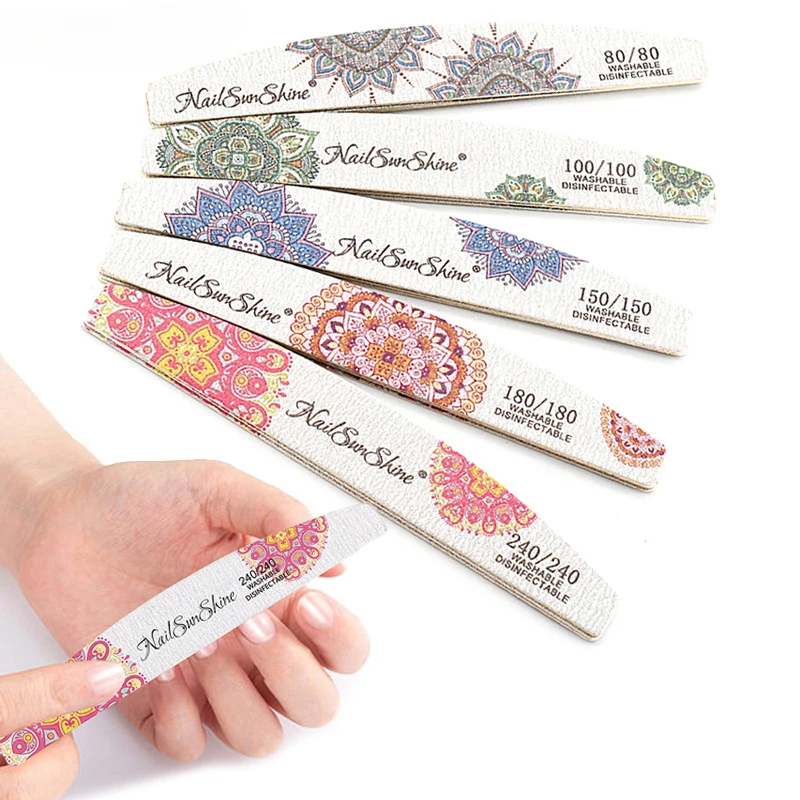 3pcs Lot New Nail File Flower Printed Nail Buffer Colorful Lime A Ongle 80/100/150/180/240 Professional Manicure Tools