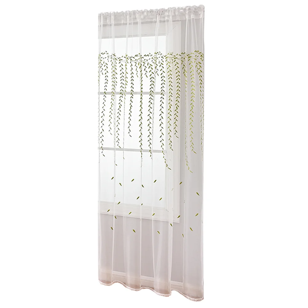

Alipis Transparent Sheer Curtains Clear Panel for Cabinet Window Privacy Home Decor Green Embroidery Polyester Yarn Grace