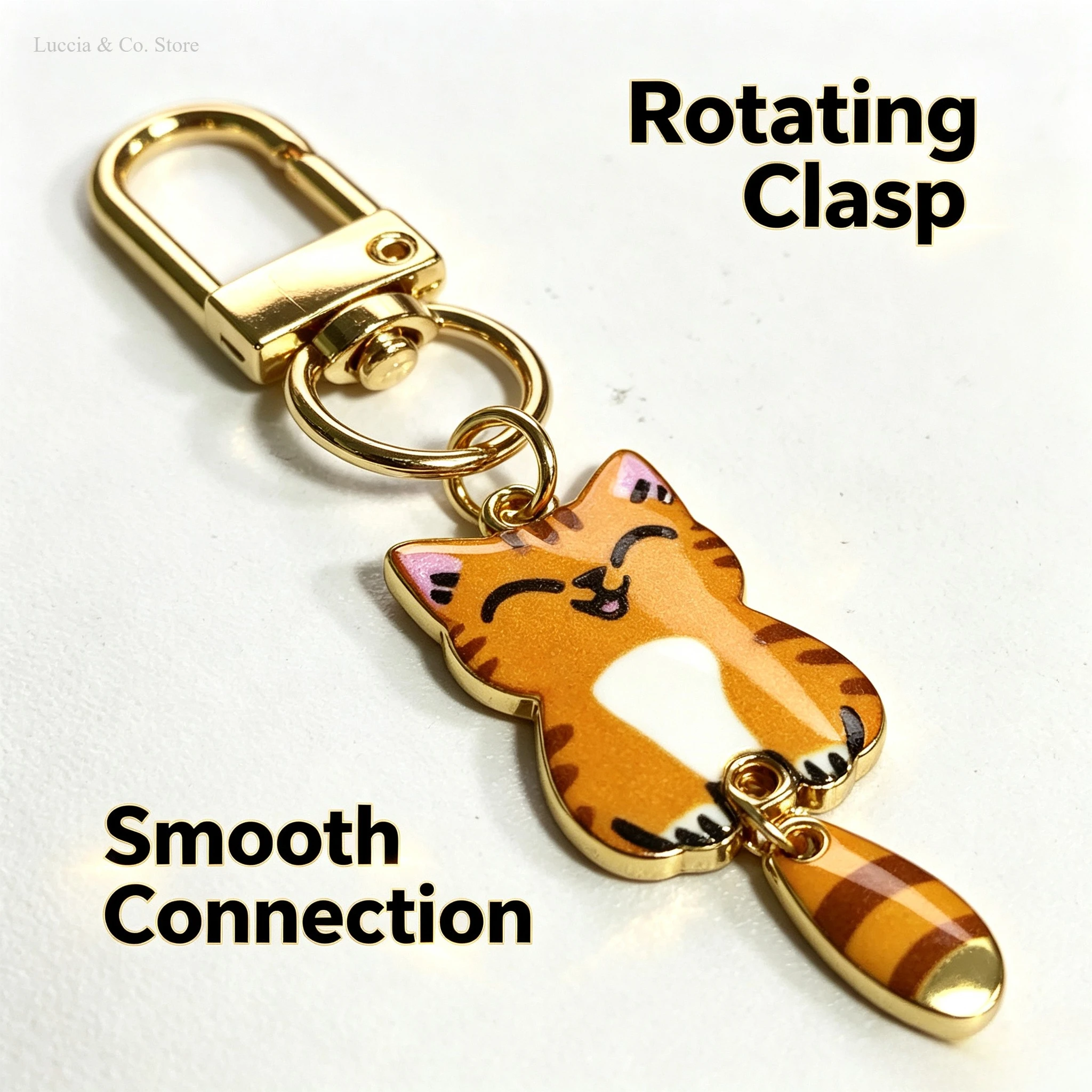 Cute Cartoon Kitten Custom Keychain, Key Ring Pendant