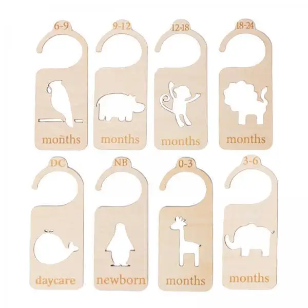 Wooden Wardrobe Divider Baby Closet Organizer Nursery Hanger Dividers for Newborn to 24 Months Set