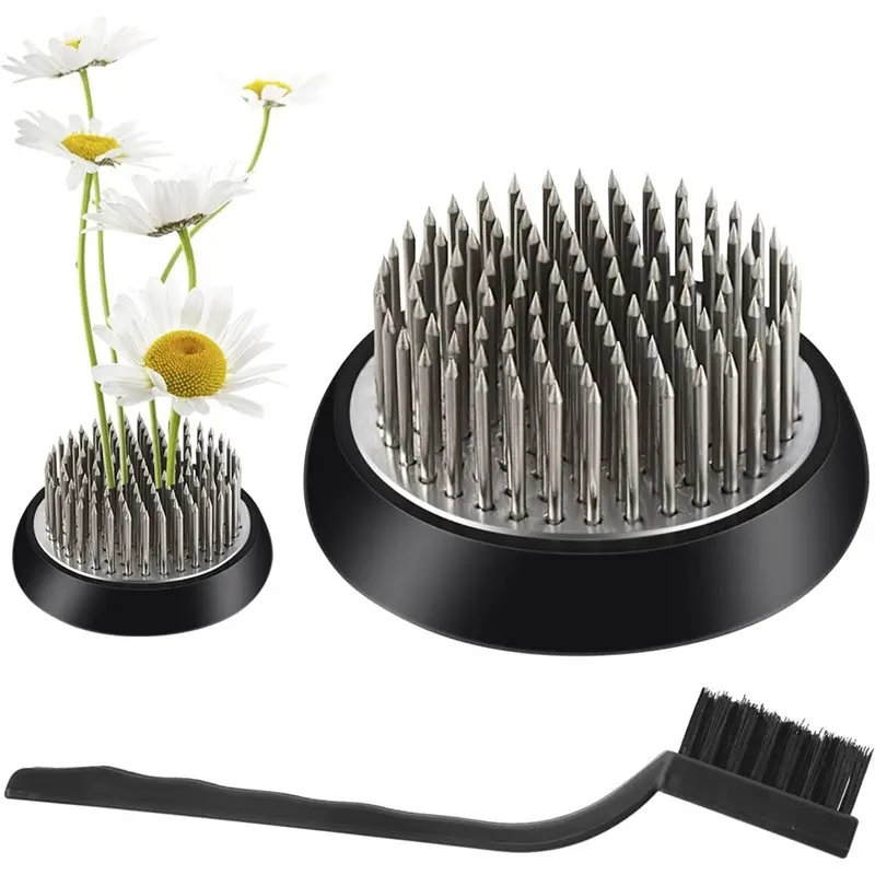 

2025 Trend Flower Frog Big Stem Holder 2.4 Inch Vases Bouquet Holder & Multi-Function Cleaning Brush Set 2-Piece Combo