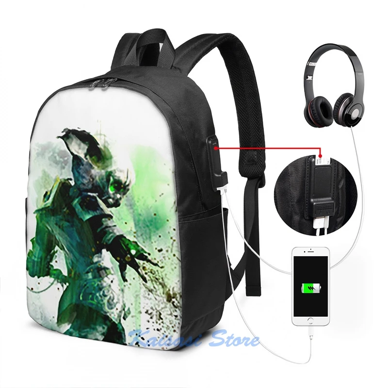 Funny Graphic print Guild Wars 2 - Necromancer USB Charge Backpack men School bags Women bag Travel laptop bag