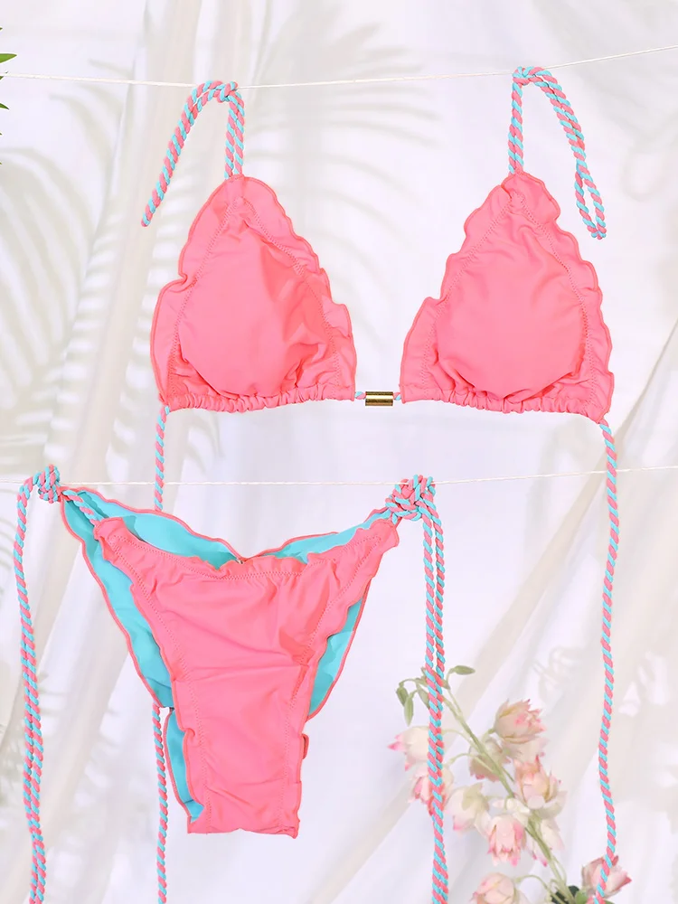

COOBBU Sexy Bikini Swimwear Triangle Bathing Suit Solid Bikini Set Women Swimsuit Summer Beach Wear Swimming Suit