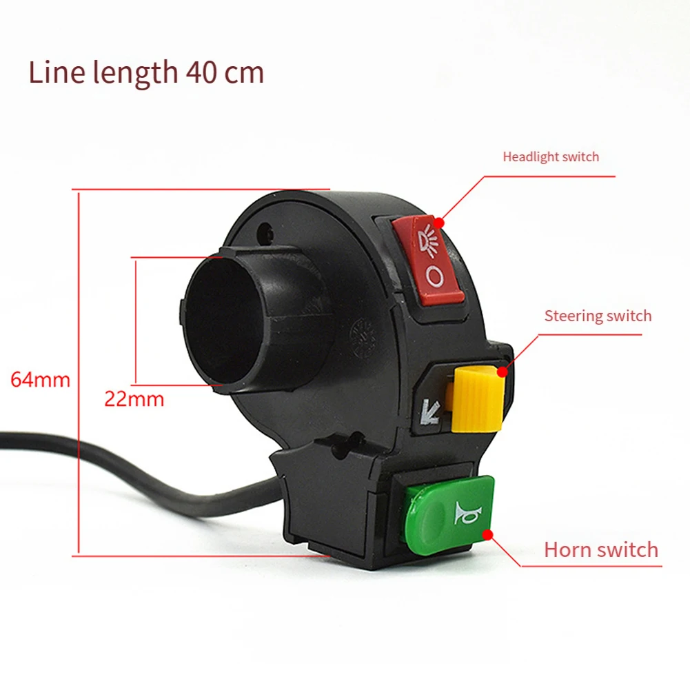 3 In1 Motorcycle Switch Electric Bike Scooter Light Turn Signal ON/OFF Button For 7/8 Inch Diameter Handlebars Motorbike Parts