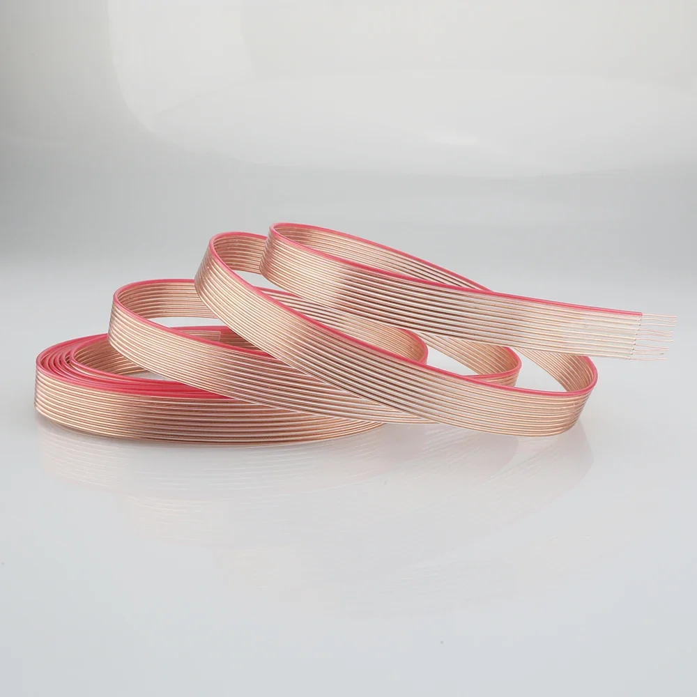 Audiocrast FC03ag versilbert, flach, Lautsprecherkabel-Stil, flach, hochwertiges Lautsprecherkabel, Unterminal, Bulk-Kabel, Signalleitung