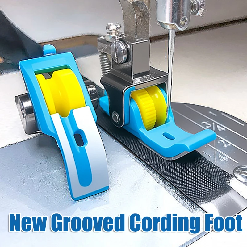 Plastic Flatbed with Groove Embedded Rope Roller Foot Pull Rope Foot P69L Sewing Machine Accessory