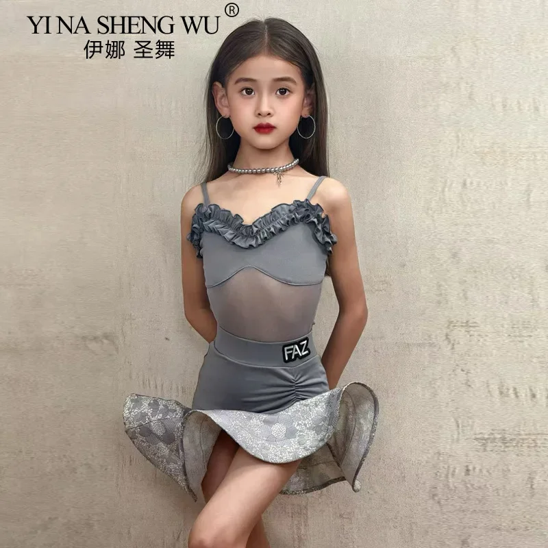 

Новое платье для латинских танцев для девочек, костюм для соревнований, сальса, танго, бальный сценический наряд, женское вечернее платье с блестками и кристаллами