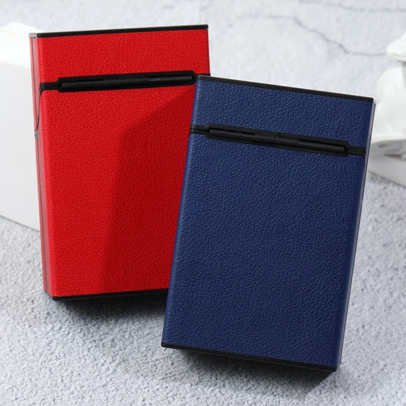 Black Red Blue Purple Plastic PU Leather Flip Cigarette Case Box Holder For Woman Men\'s Gift Smoking Accessories