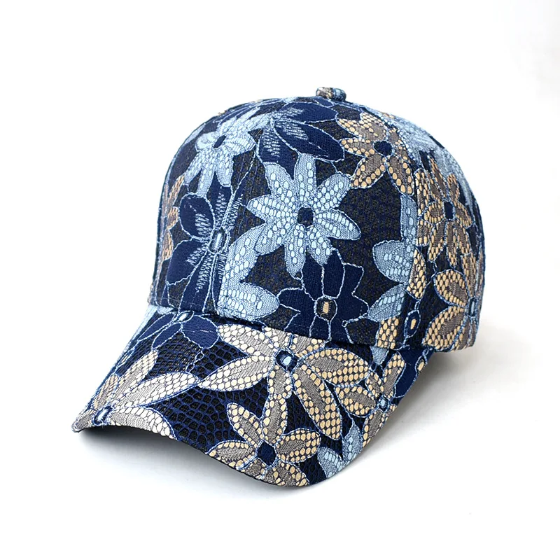 2024 Summer Women\'s Lace Breathable Baseball Cap Outdoor Sunscreen Sunshade Baseball Cap Street Hundred with Rebound Cap