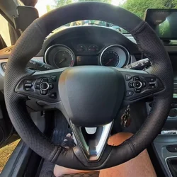 Car Steering Wheel Cover Black Microfibre Leather For Opel Astra (K) Corsa (E) Crossland X Grandland X Insignia Auto Accessories