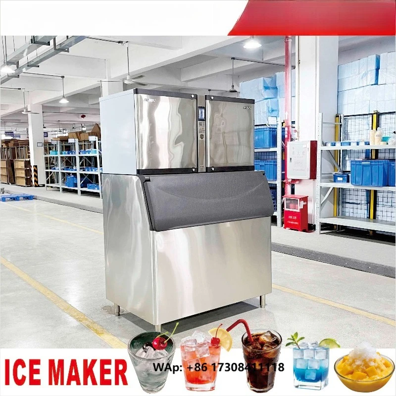 650kg 860kg Large Ice Cube Maker Double Ice Tray Commercial Stainless Steel Ice Machine High Productivity for Supermarket