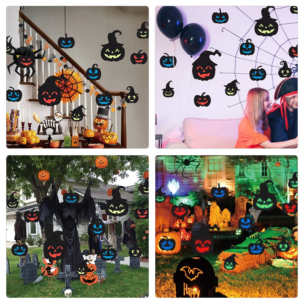 

1Set Luminous Halloween Wall Stickers Glow in The Dark Pumpkin Decals for Window Glass Scary Party Decor Halloween Window Decals