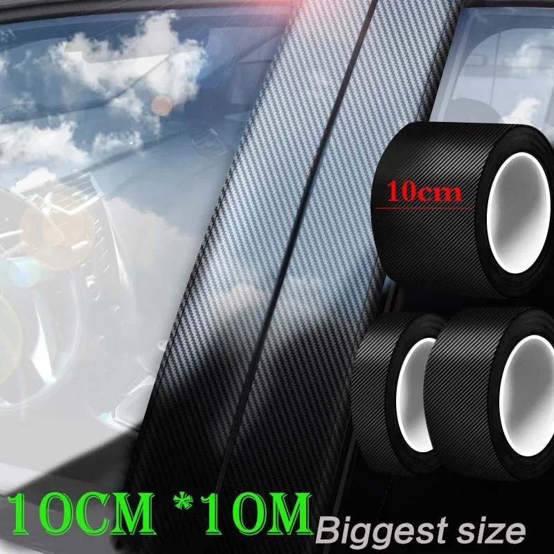 1/2pc Carbon Fiber Car Sticker DIY Paste Protector Strip Auto Door Sill Side Mirror Anti Scratch Tape Waterproof Protection Film
