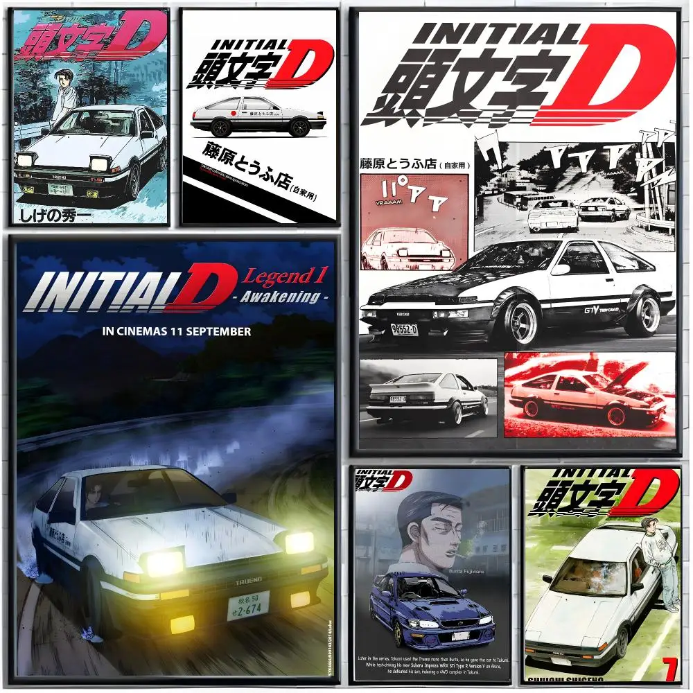 anime racing I-Initial D Poster Modern Wall Art Home Decor Living Room Decorative Print Unframed