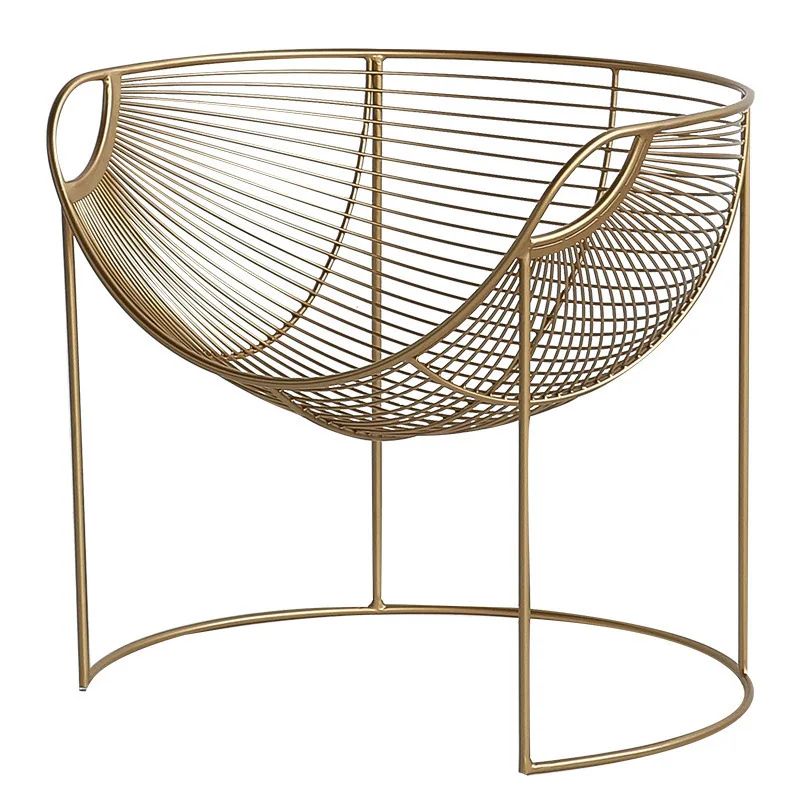 

Light luxury ins style Internet celebrity wrought iron hollow personality design chair, living room fully equipped golden