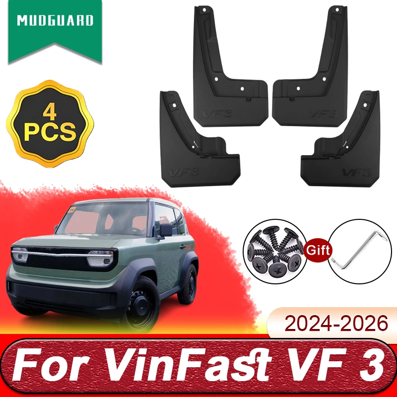 For VinFast VF 3 Accessorios 2024 2025 2026 4X Car Mud Flaps Mudflaps Splash Guards Front Rear Fender Mudguards Car Accessories