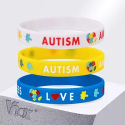 Vnox 12mm Medical Alert Autism Awareness Silicone Bracelet, Unisex Boys Warning Wristband, Men Women Waterproof Jewelry