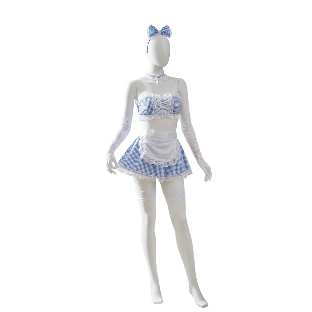 Maid Lingerie Set for Women, Lace Trim Anime Cosplay Costume with Apron and Headband, Style Maid Roleplay Uniform Outfit