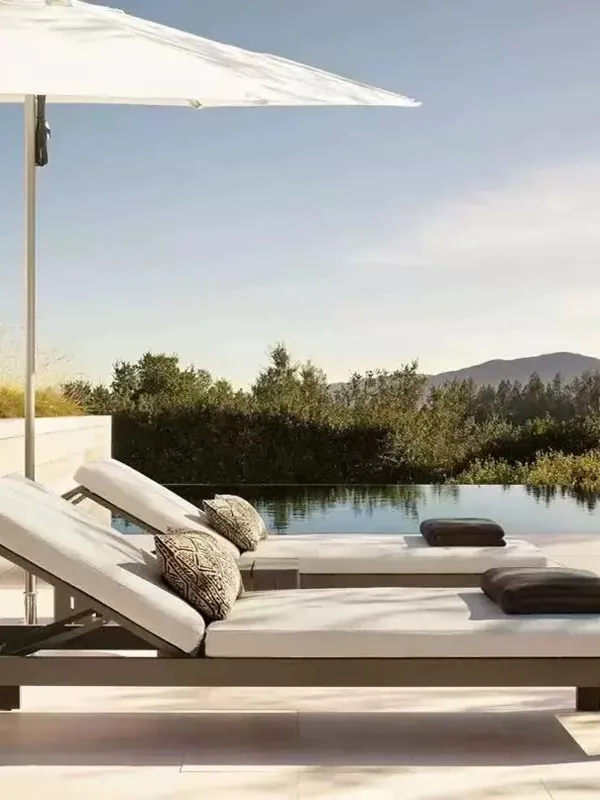 Outdoor sofa Nordic rattan teak combination open-air RH high-end balcony villa model room Garden courtyard B & B