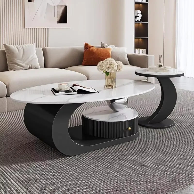 New Durable Italian Designer Marble Top Foldable Coffee Table Modern Solid Wood Light Living Room Small Apartment Home