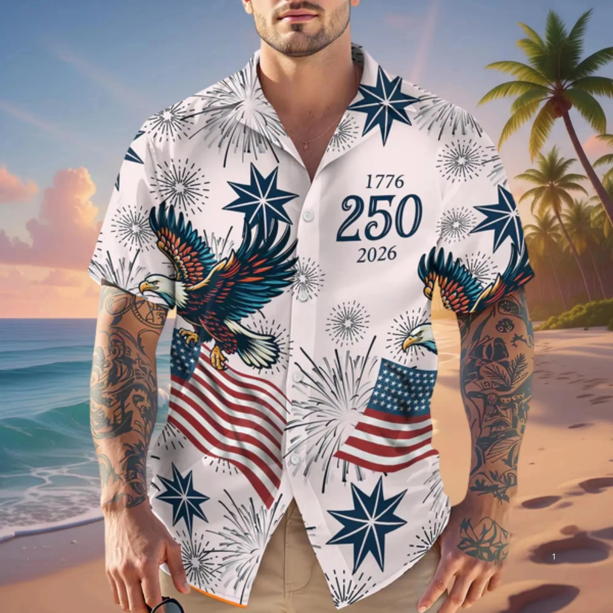 2026 USA 250 Years Of Freedom Hawaiian Shirt 1776 2026 Statue Of Liberty Eagle We The People Patriotic Button Up Aloha Shirt