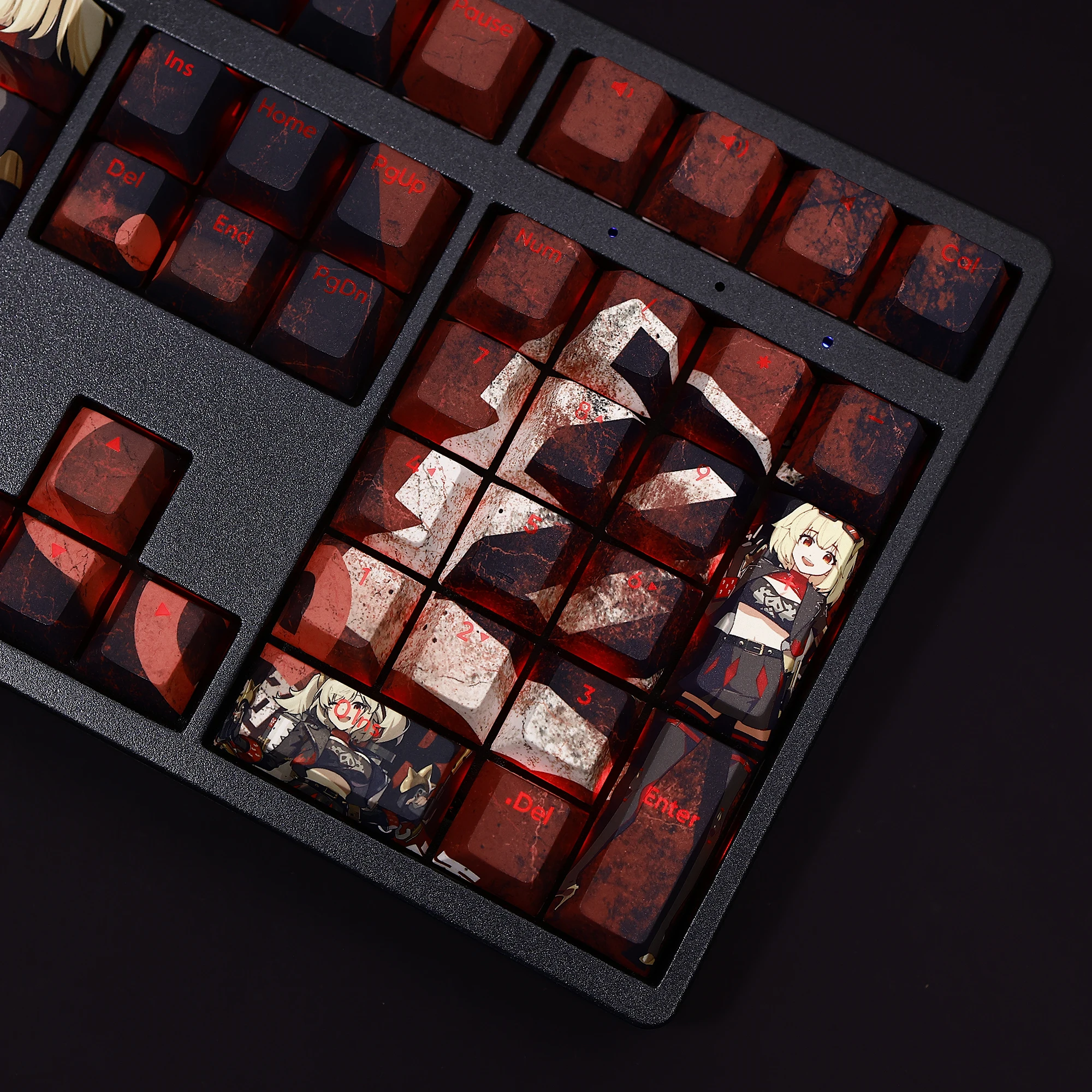 Anime Burnice White Game Keycap Cosplay Prop Table Decoration PBT Transparent 108 Key Caps Keyboard Accessories