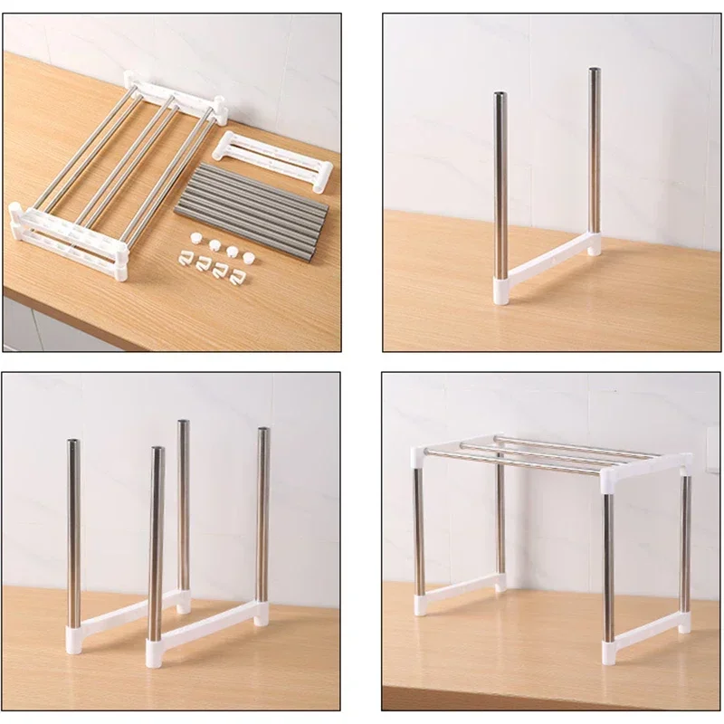 Kitchen Microwave Oven Shelf Adjustable Electromagnetic Oven Baking Chamber Rack Detachable Double Layer Rack Kitchen Organizer