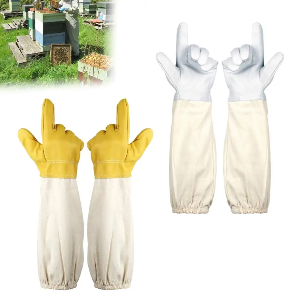 2 Pairs Beekeeping Gloves Bekeeping Gear Long-sleeved Beekeeping Gloves