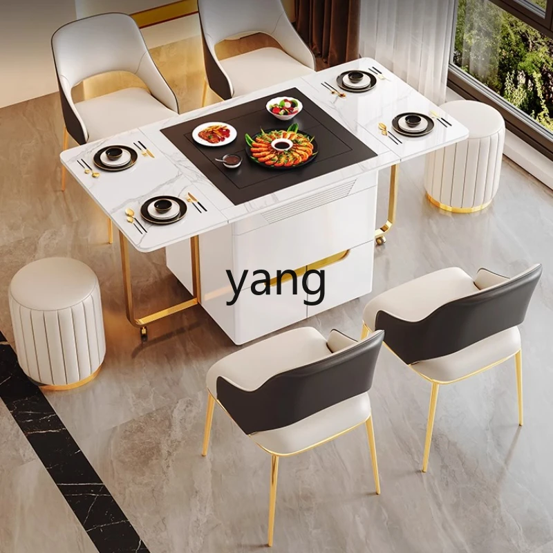 

TGF folding lift tea table multi-functional light luxury simple modern rock slab movable
