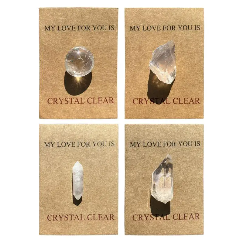 Valentine's Day Crystal with Card White Crystal Rocks Minerals Natural Valentines Cards Romantic White Crystal Rocks Valentines