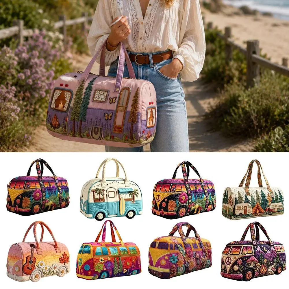 Portable 18x9x9cm Quilted Duffle Bag 3D Quilting Craft Large Capacity Fitness Short Bag Sports Gym Bag for Travel