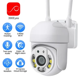 Caméra de surveillance IP PTZ WiFi HD 2MP/390 p, dispositif de sécurité domestique sans fil, avec IA, suivi automatique et détection, 1080 yeux, 5 mesurz