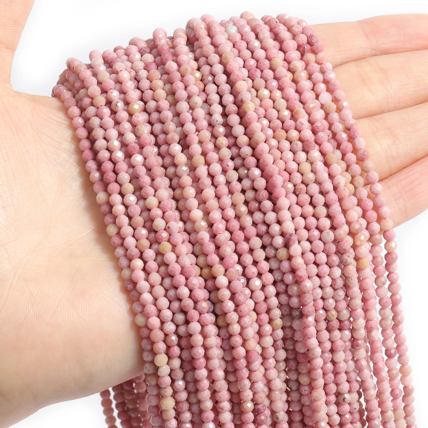 2 3 4 mm natuurlijke gefacetteerde roze zebra toermalijn rhodoniet opaal edelsteen kralen ronde minerale kralen voor sieraden maken DIY armband