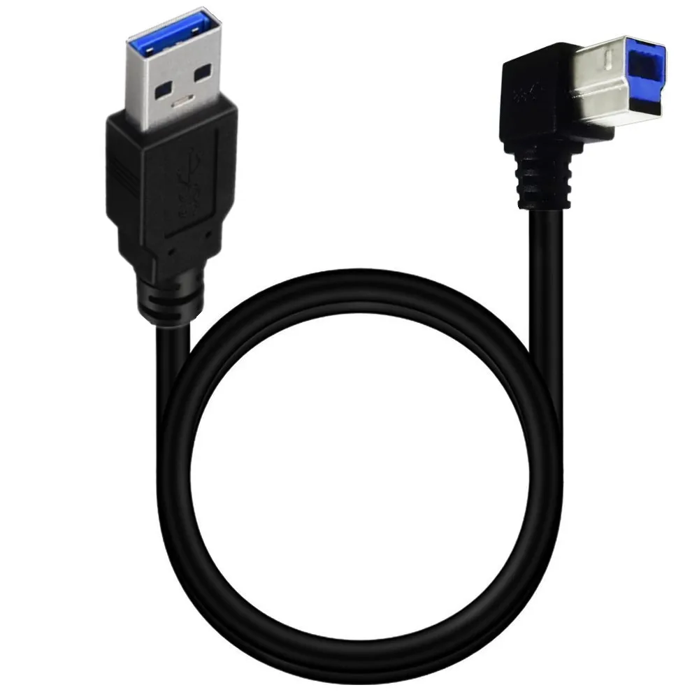 Super prędkość kabel USB 3.0 USB-A męski do USB-B 3.0 90 stopni Angeld typ B wymiana kabla kabel Usb3.0 do przesyłania danych