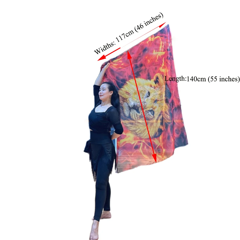 2pcs บูชาสรรเสริญเต้นรําธงปรับขนาดได้แท่ง Lion FLAG Gradient สีน้ําหนักเบาสี่เหลี่ยมผืนผ้าโบสถ์แบนเนอร์ STAGE PROP 55"