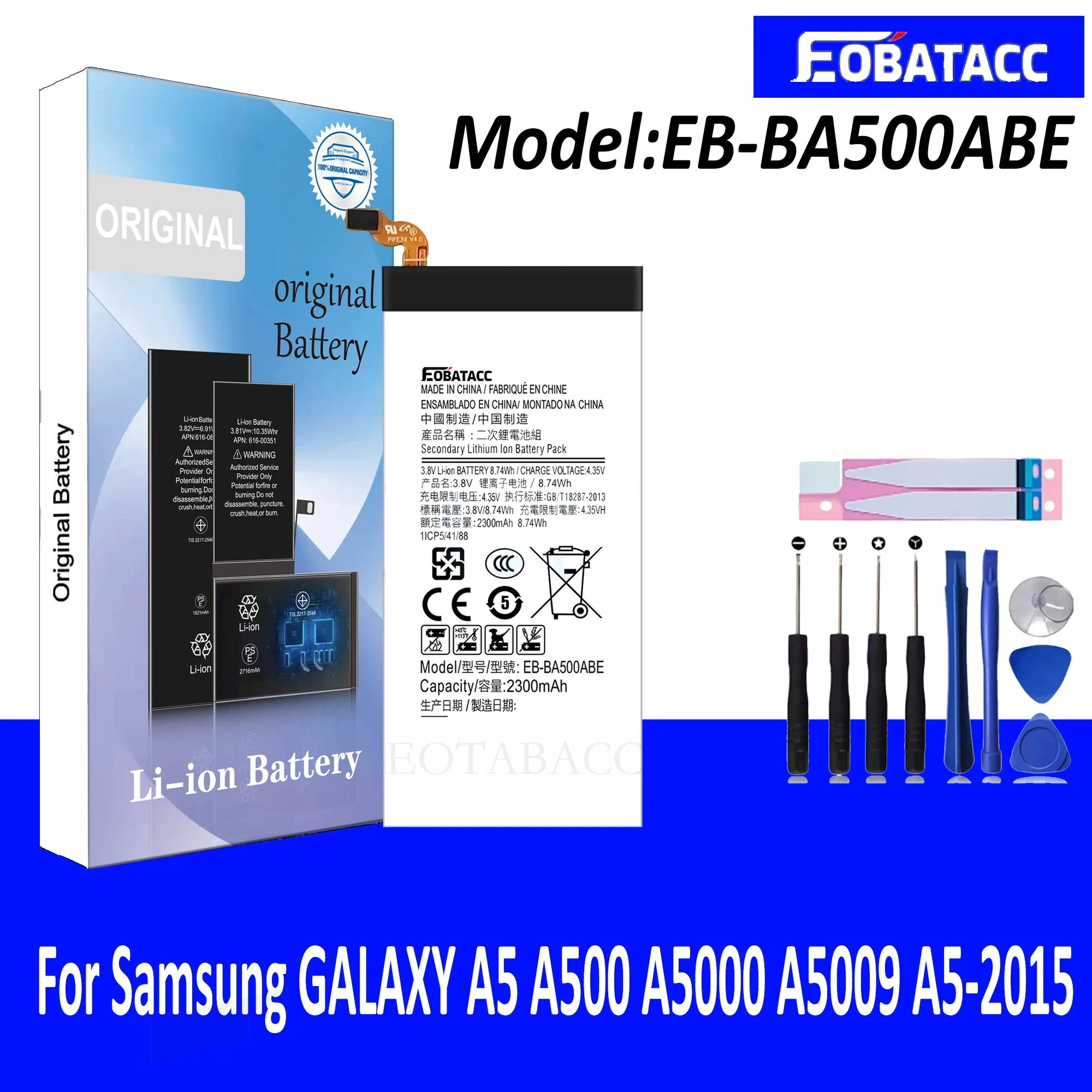 

EOATABACC Brand New EB-BA500ABE Replacement Battery For Samsung Galaxy GALAXY A5 A500 A5000 A5009 A5-2015 Batteries Tools